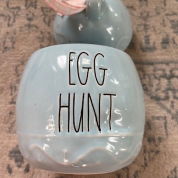 New Rae Dunn Mini Egg Shaped Baby Blue EGG HUNT Canister - Picture 1 of 8